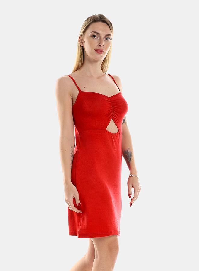 kady Spaghetti Sleeves Short Dress With Front Keyhole women red 3XL - Image 2