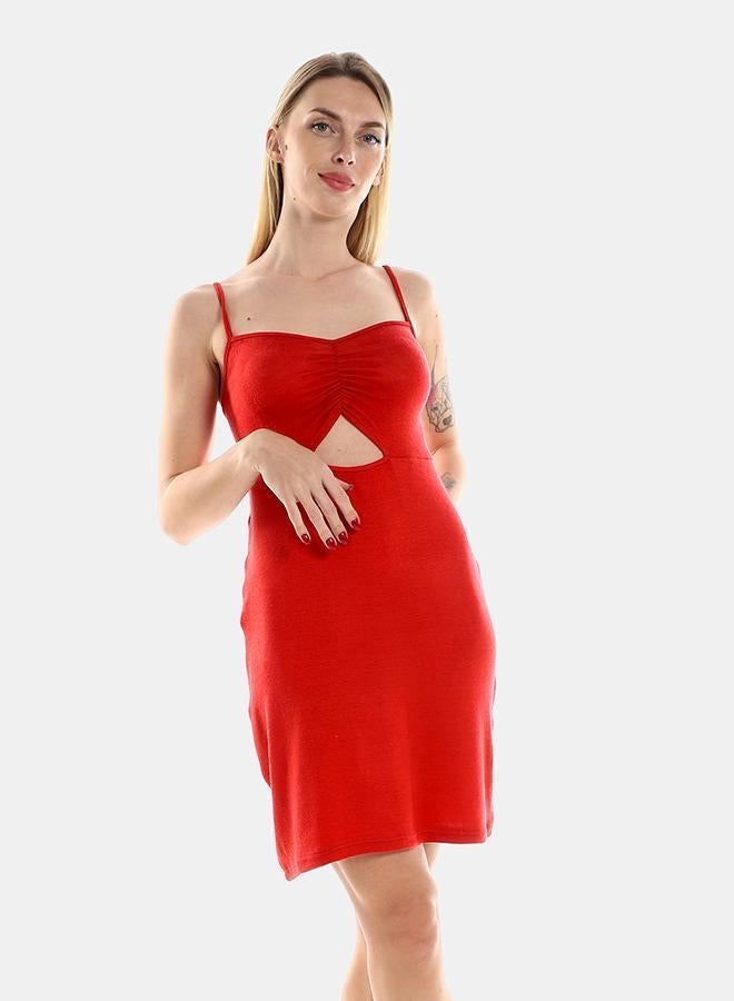 kady Spaghetti Sleeves Short Dress With Front Keyhole women red 3XL - Image 1