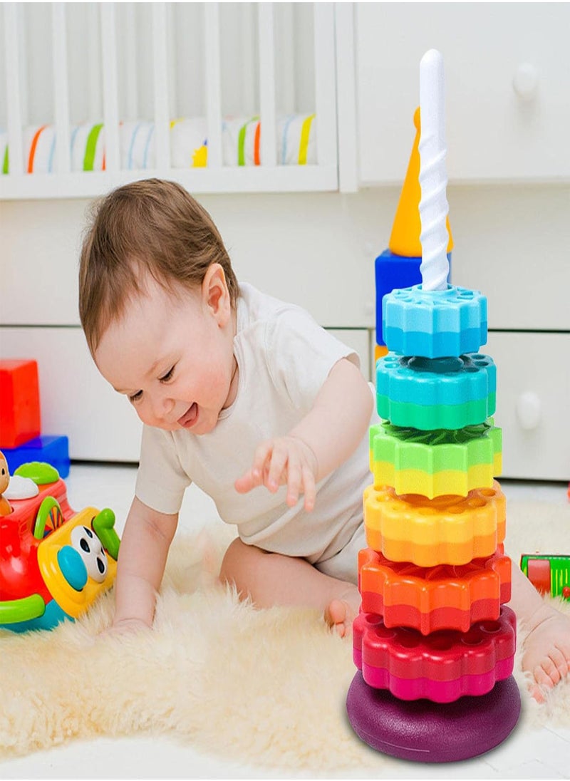 GGOOT - Baby Sensory Spin Gears Stacking Rings Toy, Spining Stacking Toy, Spinning Stacker Sorting, Plugging Toys for Fun and Engaging Brain Development, Babies 6-12 Months, 1-year-olds, 2-year-olds - Image 1