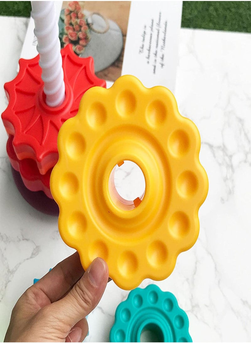GGOOT - Baby Sensory Spin Gears Stacking Rings Toy, Spining Stacking Toy, Spinning Stacker Sorting, Plugging Toys for Fun and Engaging Brain Development, Babies 6-12 Months, 1-year-olds, 2-year-olds - Image 1