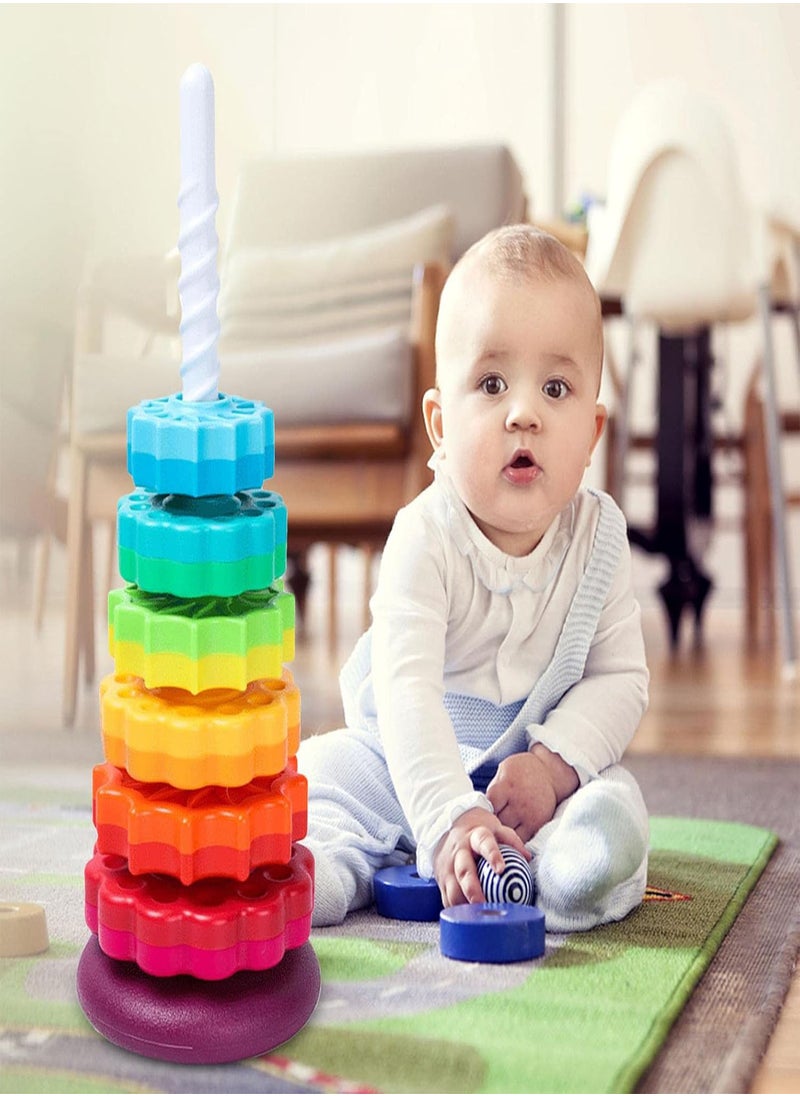GGOOT - Baby Sensory Spin Gears Stacking Rings Toy, Spining Stacking Toy, Spinning Stacker Sorting, Plugging Toys for Fun and Engaging Brain Development, Babies 6-12 Months, 1-year-olds, 2-year-olds - Image 1