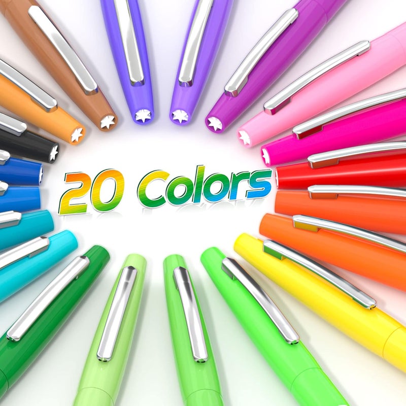Lelix 20 Colors Felt Tip Pens, Medium Point Assorted Colors Markers Pens For Journaling, Writing, Note Taking, Planner Coloring, Perfect for Art Office and School Supplies - Image 2