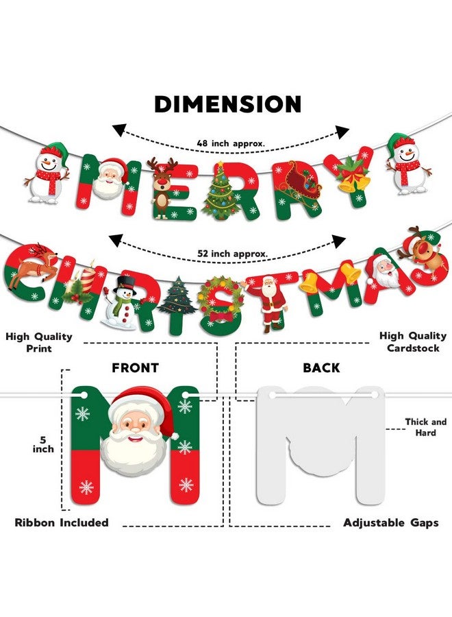 Festiko® Merry Christmas Decoration (24 pcs)- X-Mas Holiday Decor- Festive Party Decor/Winter Mantle Home Decor/Xmas Party Decoration Supplies Combo(Banner,Swirls,Cake Topper,Cup Cake Toppers) - Image 3