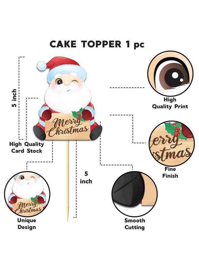 Festiko® Merry Christmas Decoration (24 pcs)- X-Mas Holiday Decor- Festive Party Decor/Winter Mantle Home Decor/Xmas Party Decoration Supplies Combo(Banner,Swirls,Cake Topper,Cup Cake Toppers) - Image 5