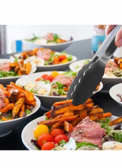 Y&D Rubber Spatula 4-Piece Set Black Includes 3 Silicone Spatulas 1 Tong Kitchen Tools for Cooking Baking Mixing Strong Stainless Steel Core Design Non-stick Heat Resistant  - Image 2