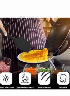 Y&D Rubber Spatula 4-Piece Set Black Includes 3 Silicone Spatulas 1 Tong Kitchen Tools for Cooking Baking Mixing Strong Stainless Steel Core Design Non-stick Heat Resistant  - Image 5