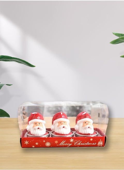 3pcs Santa Claus Candles Home Decoration Xmas Candles Pine Fir Shape Gift Candle Santa Claus Holiday Party Gathering Decoration（Santa Claus Style）