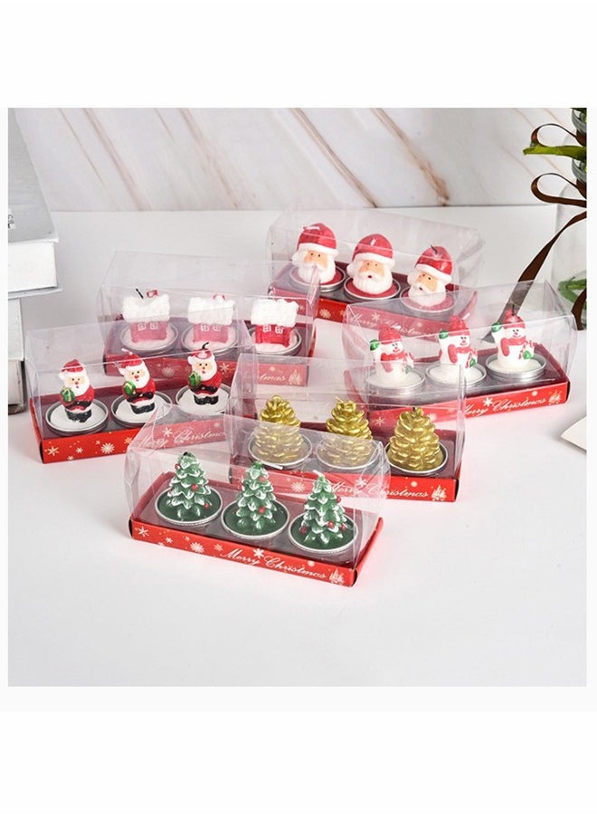 3pcs Santa Claus Candles Home Decoration Xmas Candles Pine Fir Shape Gift Candle Santa Claus Holiday Party Gathering Decoration（Santa Claus Style）