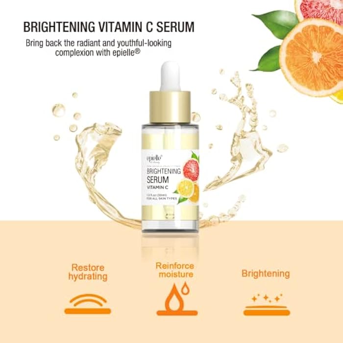 Epielle Vitamin C Serum with Collagen & Hyaluronic Acid, Restore Hydration & Reduce Dark Spots, Vegan & Cruelty-Free, Korean Skin Care, 1.0 fl oz - Image 2