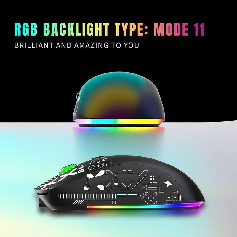 YUEHISY Wireless Gaming Mouse, RGB Light Wireless Mouse with USB Nano Receiver, Silent Click Gaming Mouse for Notebook,PC,Computer - Image 3
