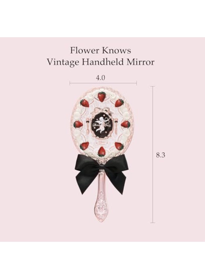 Flower Knows Strawberry Cupid Hand MirrorVintage Handheld MirrorFancy Pretty Princess Mirror with Long HandleGift for Girls WomenMilky Shake - Image 3