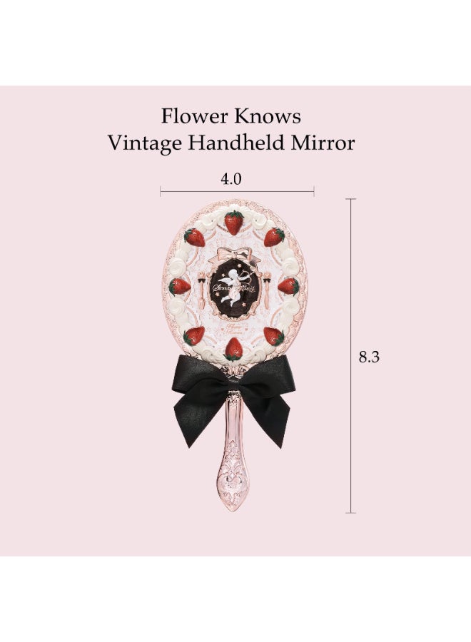 Flower Knows Strawberry Cupid Hand MirrorVintage Handheld MirrorFancy Pretty Princess Mirror with Long HandleGift for Girls WomenMilky Shake - Image 4