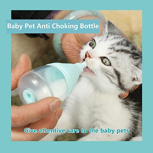 LogFaadCoi Kitten Bottles for Nursing,Puppy Bottles for Nursing Puppy Milk, Anti-Choking Puppy Feeder Design,with 3pcs Replaceable and Reusable Silicone Nipples for Feeding Newborn Pets (Blue, 40ml+3pcs) - Image 3
