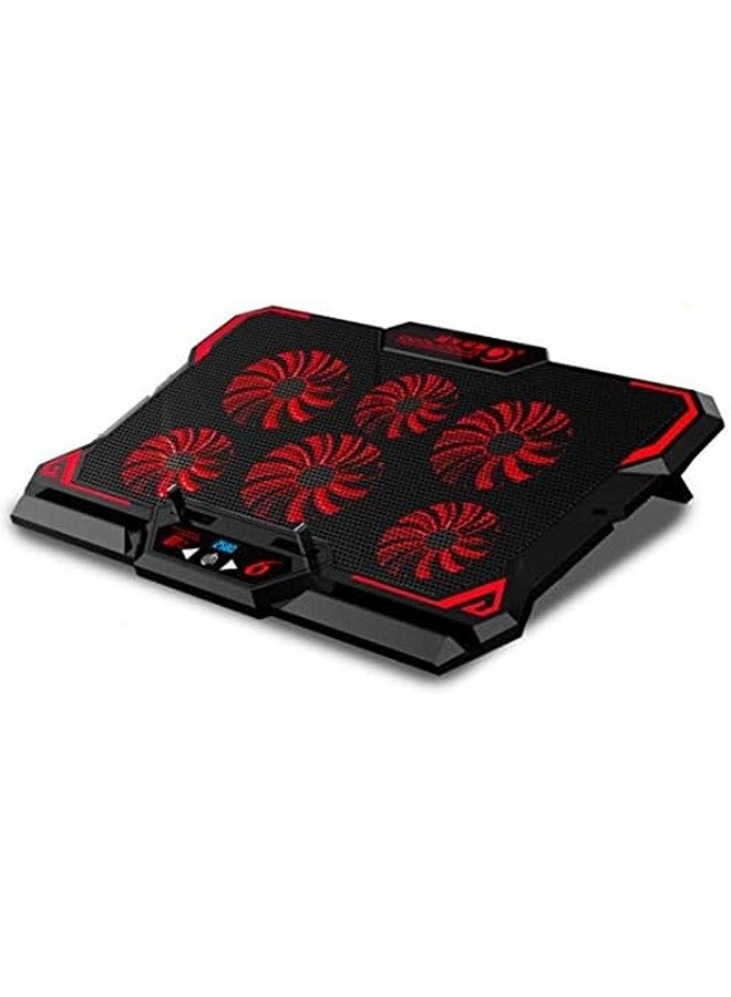 COOLCOLD 17-Inch Gaming Laptop Cooling Pad with 6 Fans | LED Display, Dual USB Ports, 2600RPM Silent Fans, Adjustable Height Stand for 15.6-17.3" Laptops - Image 2