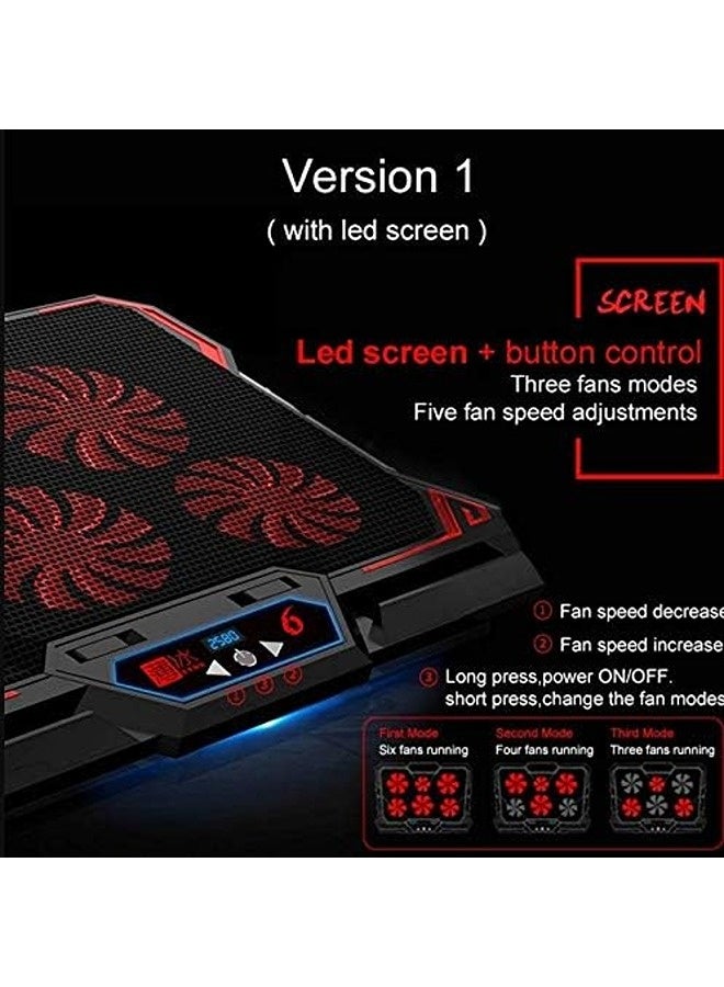 COOLCOLD 17-Inch Gaming Laptop Cooling Pad with 6 Fans | LED Display, Dual USB Ports, 2600RPM Silent Fans, Adjustable Height Stand for 15.6-17.3" Laptops - Image 3