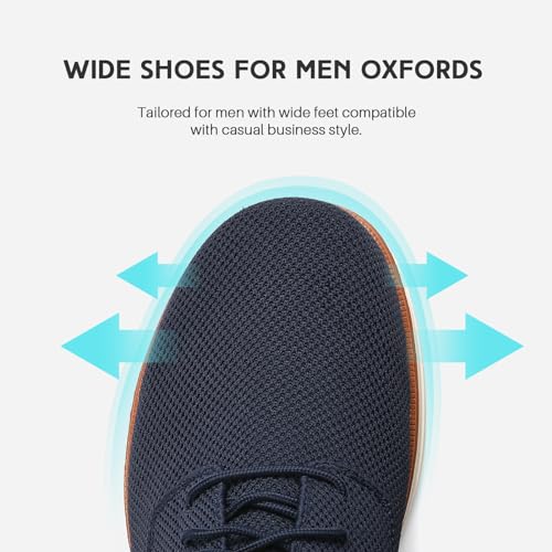 VILOCY Men's Wide Casual Dress Oxfords Business Shoes Fashion Sneakers Mesh Breathable Comfortable Walking Shoes Navy,EU40 - Image 2