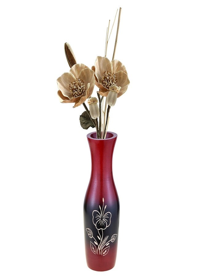 ايرافيدا مجموعة مزهريات من خشب شجرة المانجو، بتصميم زهرة الكركديه الساحرة باللونين الأحمر والأسود، مقاس 8 بوصات | مزهرية زهور من خشب شجرة المانجو | مزهرية يدوية الصنع للمنزل والمكتب | مزهريات زهور ديكورية لغرفة المعيشة (قطعة واحدة) - Image 4