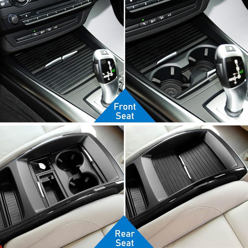 Jaronx Compatible with BMW Cup Holder Sliding Cover, X5/ X6 Console Roller Blind Cover, Center Console Sliding Shutters Compatible with BMW X5 E70 (2006-2013) / X6 E71 E72 (2007-2014) - Image 4