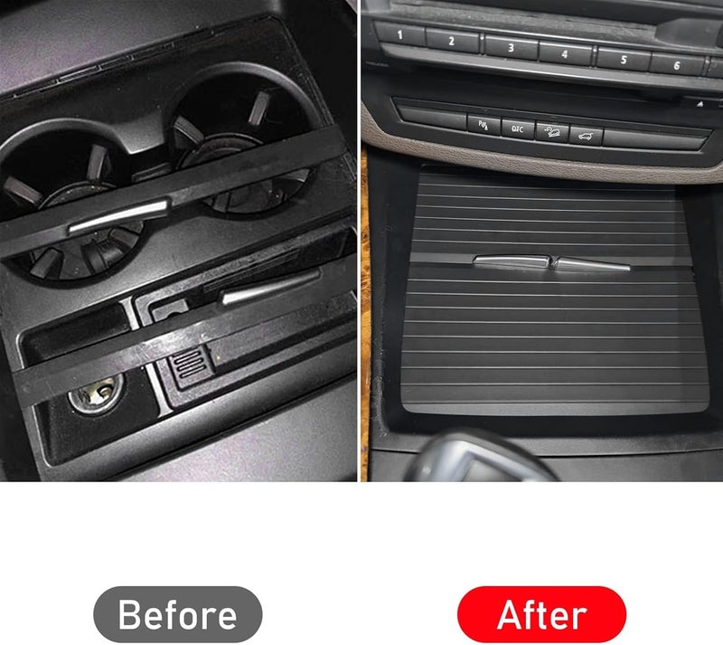 Jaronx Compatible with BMW Cup Holder Sliding Cover, X5/ X6 Console Roller Blind Cover, Center Console Sliding Shutters Compatible with BMW X5 E70 (2006-2013) / X6 E71 E72 (2007-2014) - Image 2
