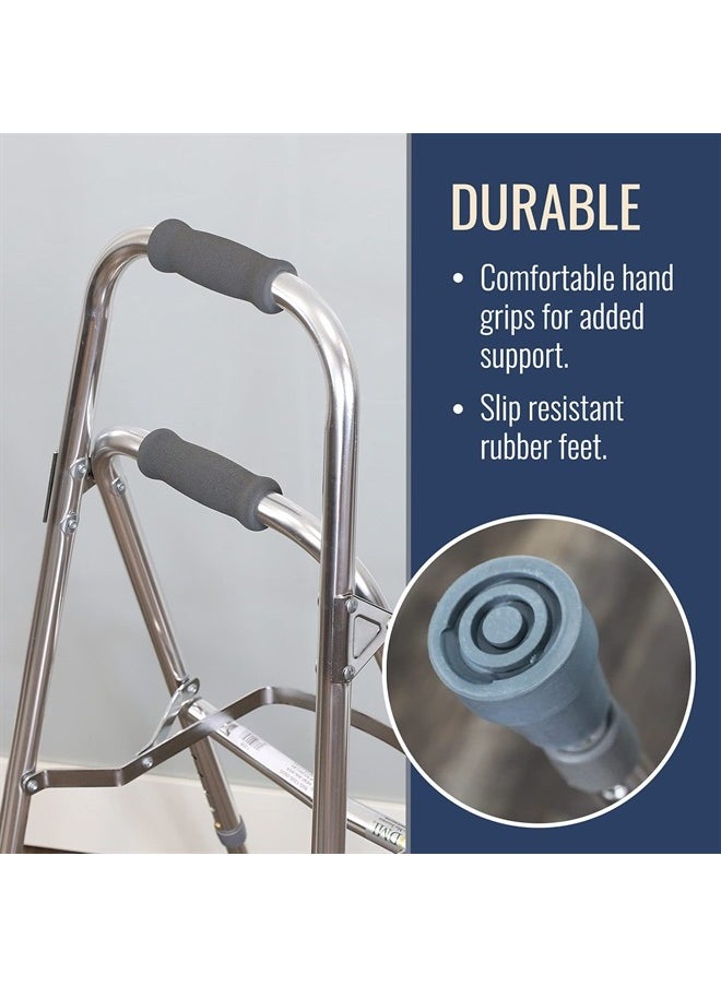 DMI Folding Hemi-Walker Provides Support, Aluminum, Silver, 30'- 35', FSA & HSA Eligible, Lightweight, Superior Support, Comfortable Hand Grips, Easy To Open And Close  - Image 4