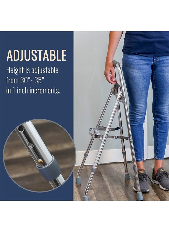 DMI - Folding Hemi-Walker Provides Support, Aluminum, Silver, 30'- 35', FSA & HSA Eligible, Lightweight, Superior Support, Comfortable Hand Grips, Easy To Open And Close - Image 1