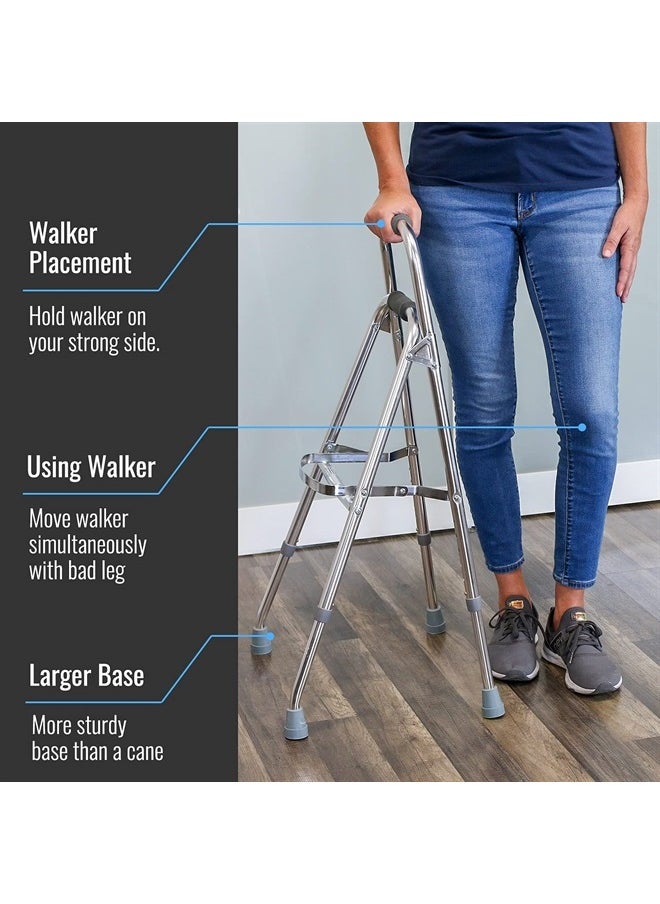 DMI Folding Hemi-Walker Provides Support, Aluminum, Silver, 30'- 35', FSA & HSA Eligible, Lightweight, Superior Support, Comfortable Hand Grips, Easy To Open And Close  - Image 3