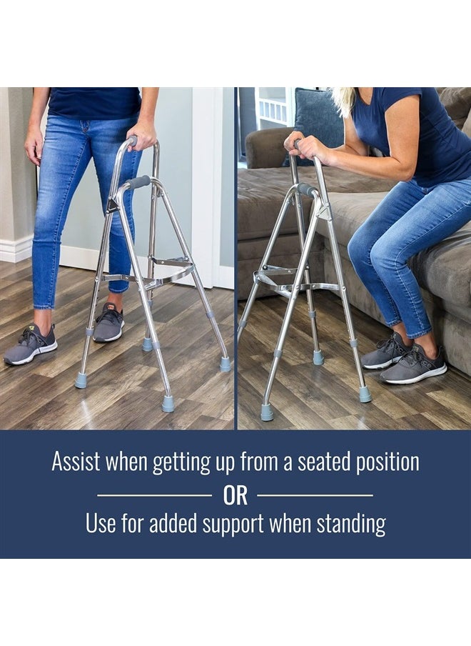 DMI - Folding Hemi-Walker Provides Support, Aluminum, Silver, 30'- 35', FSA & HSA Eligible, Lightweight, Superior Support, Comfortable Hand Grips, Easy To Open And Close - Image 1