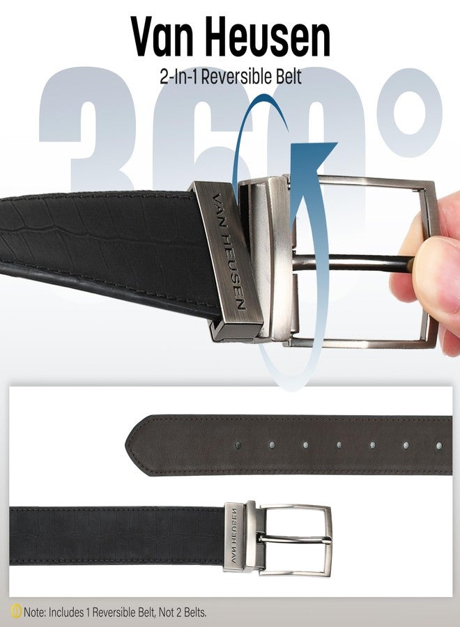 فان هيوزن حزام رجالي من الجلد قابل للعكس من فان هوزن، بنسيجين، حزام أنيق باللونين الأسود والبني مناسب للارتداء اليومي أو الجينز، مصمم ليناسب جميع المقاسات - Image 3