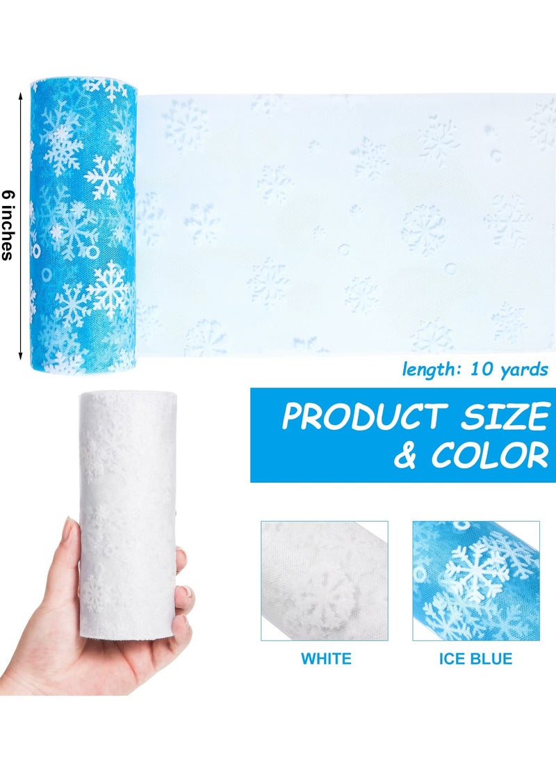 Snowflake Tulle Roll - 6 inch x 10 Yards, Perfect for Crafting, Bows, Tutu Skirts, and Wedding Party Decorations - 2 Rolls of Fabric Tulle Ribbon - Image 5