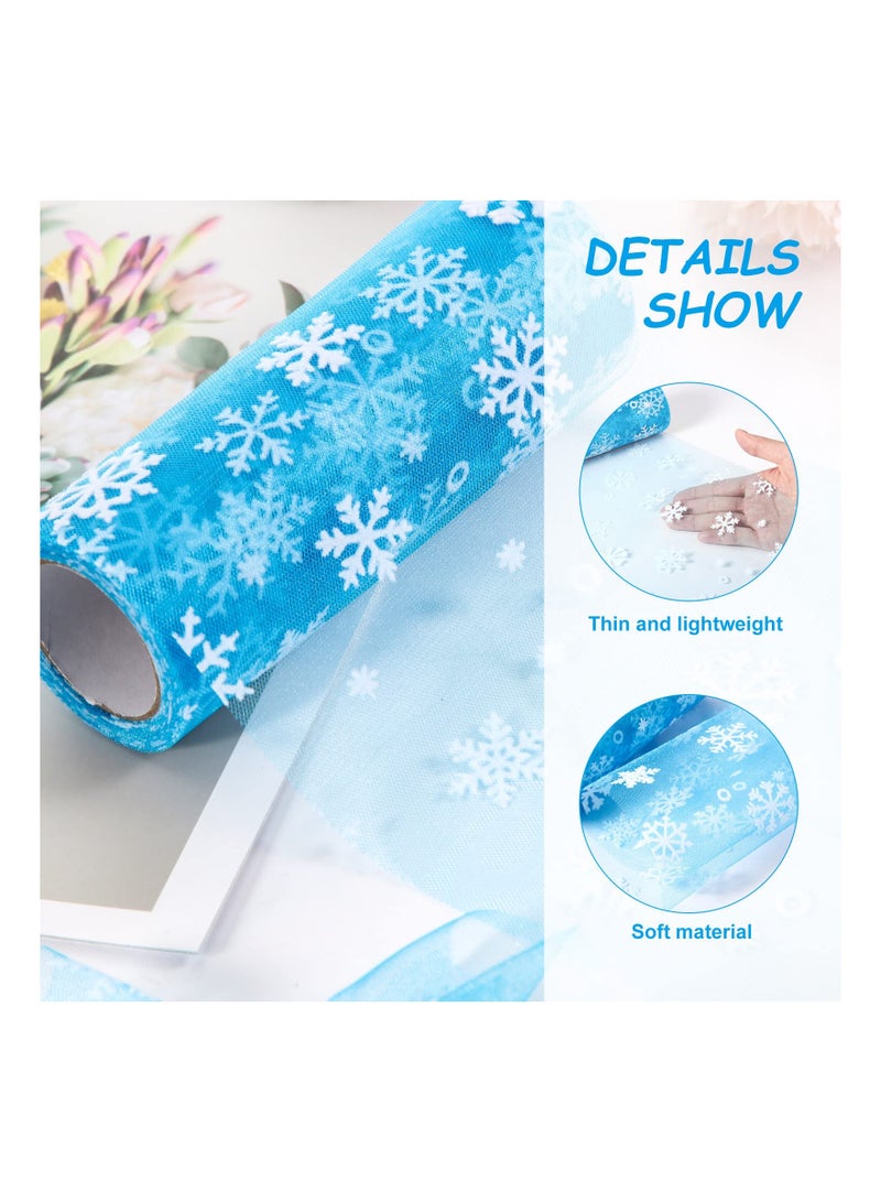 Snowflake Tulle Roll - 6 inch x 10 Yards, Perfect for Crafting, Bows, Tutu Skirts, and Wedding Party Decorations - 2 Rolls of Fabric Tulle Ribbon - Image 1