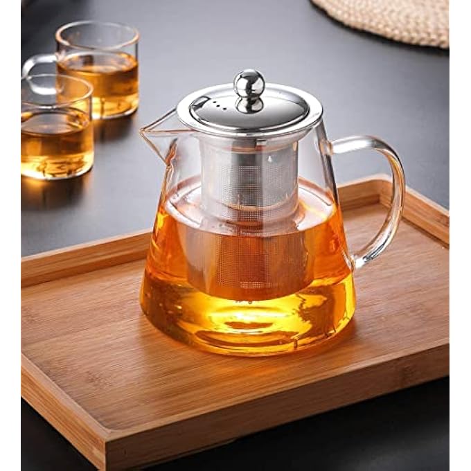 ALEECYN 193Oz Glass Teapot With Infuser Loose Leaf Teapot With Infuser Glass Tea Kettle With Stainless Steel Infuser For Loose Leaf  Blooming Glass Teapot Stovetop Save 550Ml - Image 5