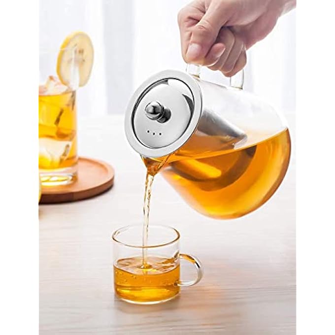 ALEECYN 193Oz Glass Teapot With Infuser Loose Leaf Teapot With Infuser Glass Tea Kettle With Stainless Steel Infuser For Loose Leaf  Blooming Glass Teapot Stovetop Save 550Ml - Image 2