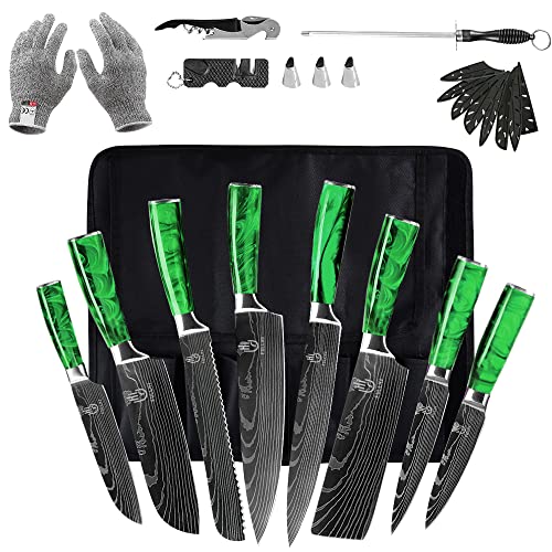 FULLHI Knife Set, 14pcs Japanese Knives Set, Multiple Colour Premium German Stainless Steel Chef Knife Set - Image 1
