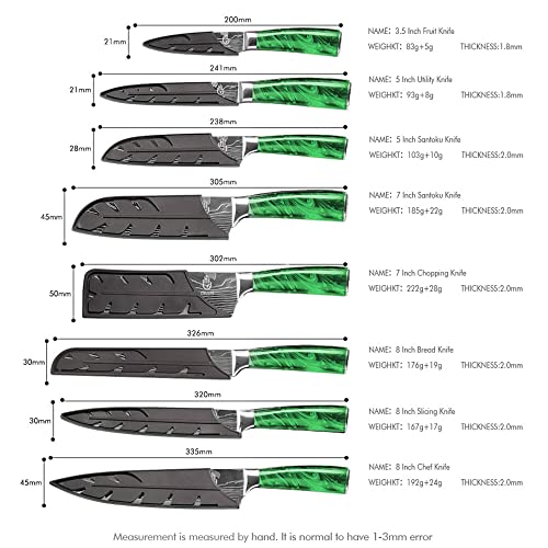 FULLHI Knife Set, 14pcs Japanese Knives Set, Multiple Colour Premium German Stainless Steel Chef Knife Set - Image 2