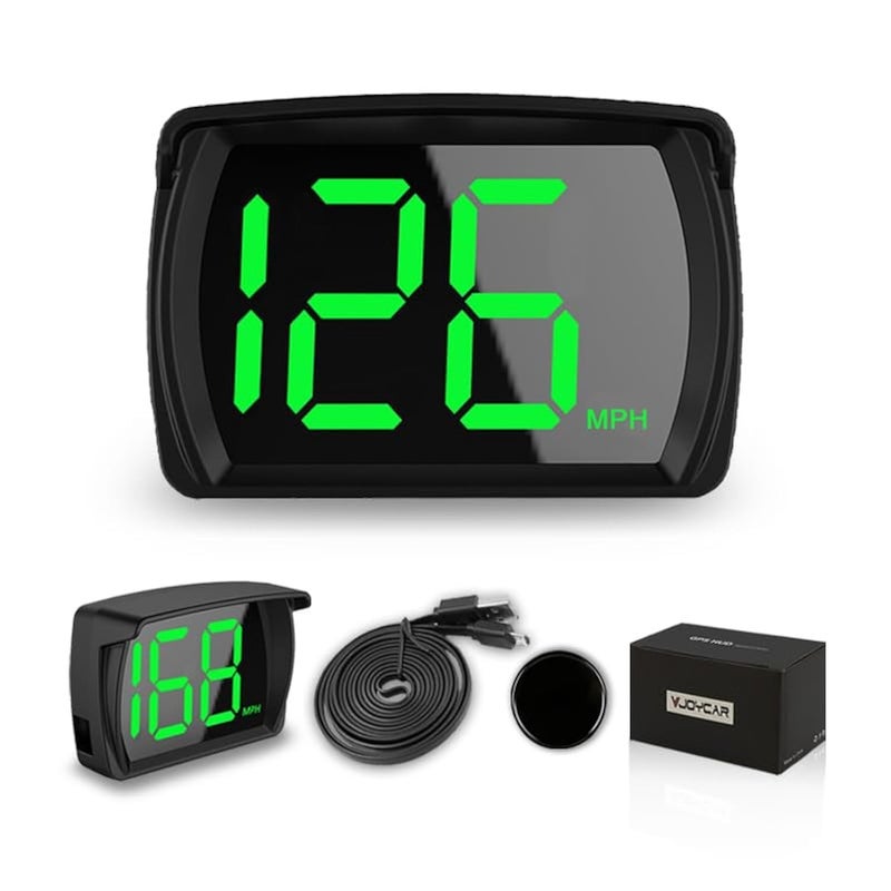 VJOYCAR New Speedometer HUD GPS Digital Speed Meter MPH Speedo Head Up Display for Cars Trucks, USB Cable Plug & Play (G20-Only Green) - Image 1
