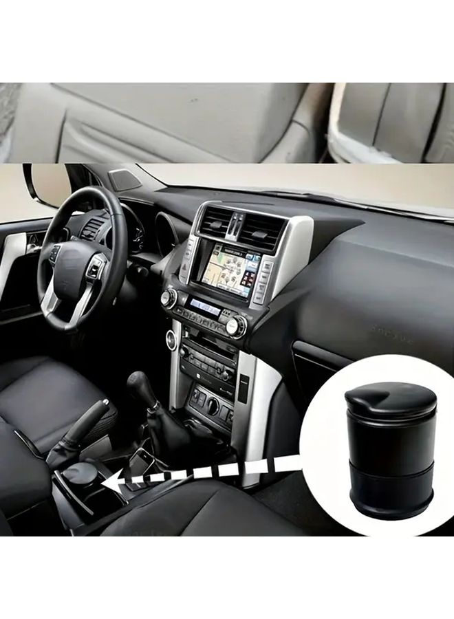 Black Car Ashtray With Lid Odor Proof Portable Trash Can For Cup Holder - Image 2