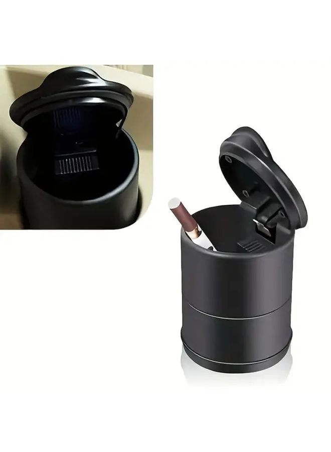 Black Car Ashtray With Lid Odor Proof Portable Trash Can For Cup Holder - Image 1