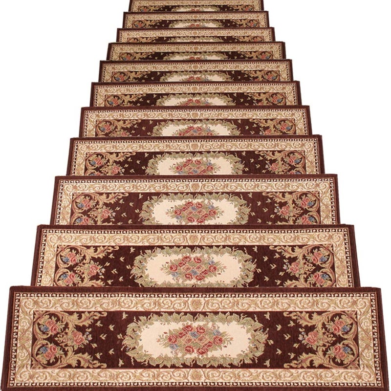 TINTON LIFE مجموعة TINTON LIFE من 13 سجادة درج غير قابلة للانزلاق قابلة للغسل مع قاعدة مطاطية مقاومة للانزلاق، حصائر خطوات خشبية داخلية، واقيات درجات لاصقة ذاتيًا 102 × 252 ألكسندر كوفي