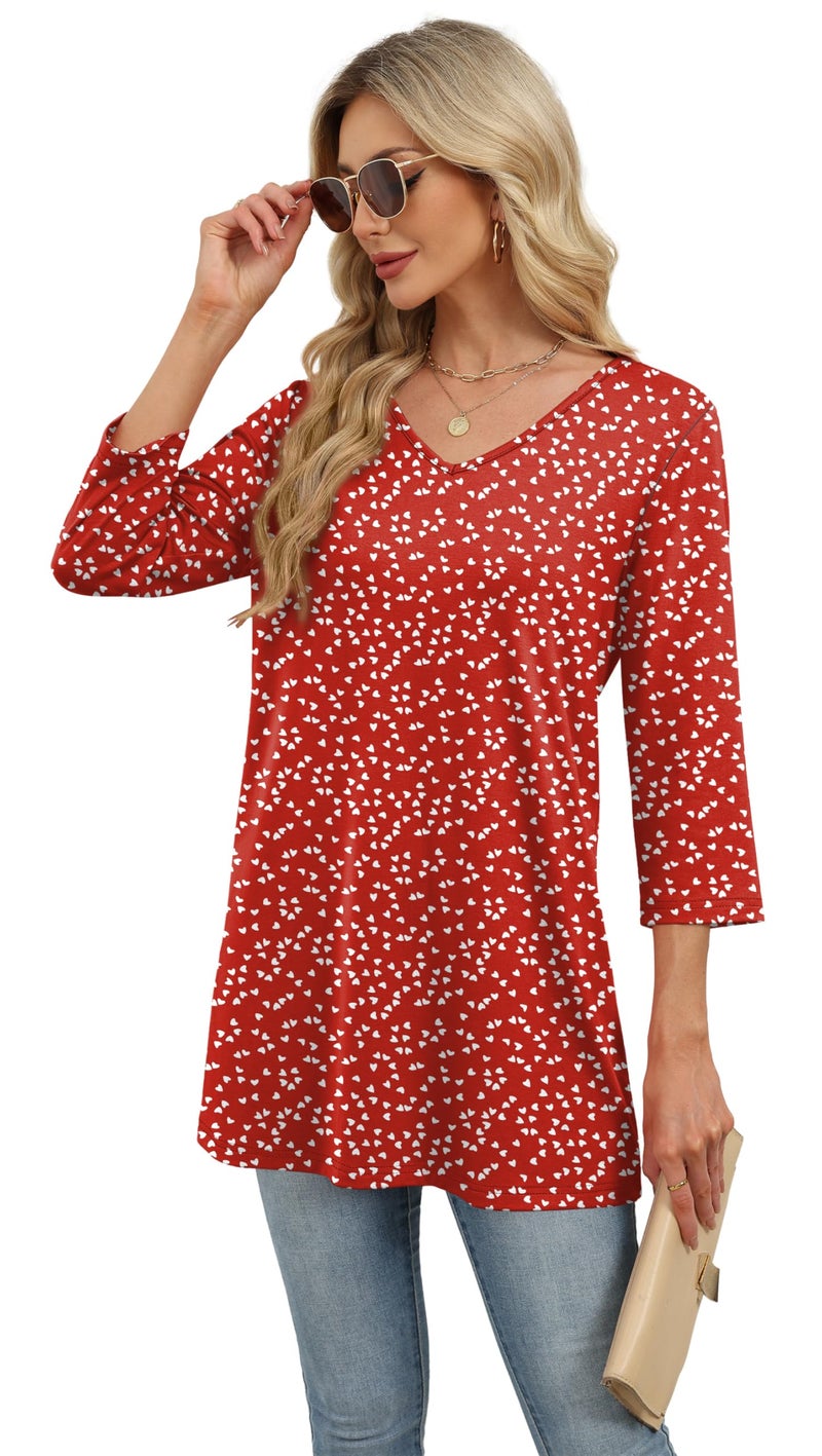OFEEFAN Valentines Day Shirt Plus Size Womens Clothing Floral 15 3XL - Image 4