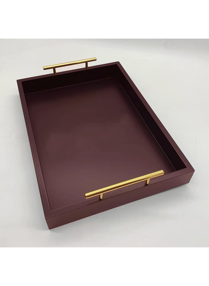 Device Bas with BROWN ART SHOPPEE Device Bas with BROWN ART SHOPPEE Serving TrayTray For Coffee Table With Coated Metal Handles Living Room Bathroom Bar Organizer Modern Decorative Tray For Storage And Display Brown Rectangular  - Image 3