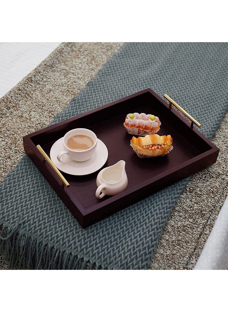 Device Bas with BROWN ART SHOPPEE Device Bas with BROWN ART SHOPPEE Serving TrayTray For Coffee Table With Coated Metal Handles Living Room Bathroom Bar Organizer Modern Decorative Tray For Storage And Display Brown Rectangular  - Image 1