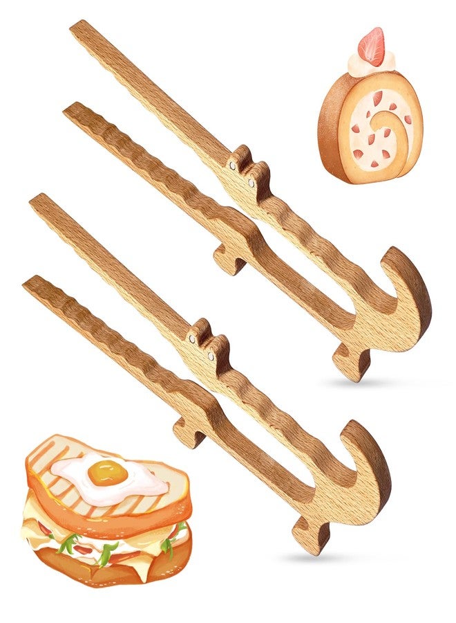 Zeikiwe Crocodile Wooden Toaster Tongs 2-Pack, 11-Inch Magnetic Wooden Tongs for Toaster, Cooking and BBQ, Multipurpose Kitchen Gadgets for Easy Storage, Oven Rack Puller and Fun Gift Idea - Image 1