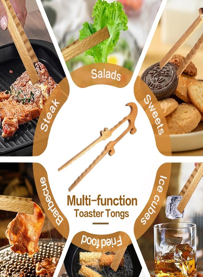 Zeikiwe Crocodile Wooden Toaster Tongs 2-Pack, 11-Inch Magnetic Wooden Tongs for Toaster, Cooking and BBQ, Multipurpose Kitchen Gadgets for Easy Storage, Oven Rack Puller and Fun Gift Idea - Image 4