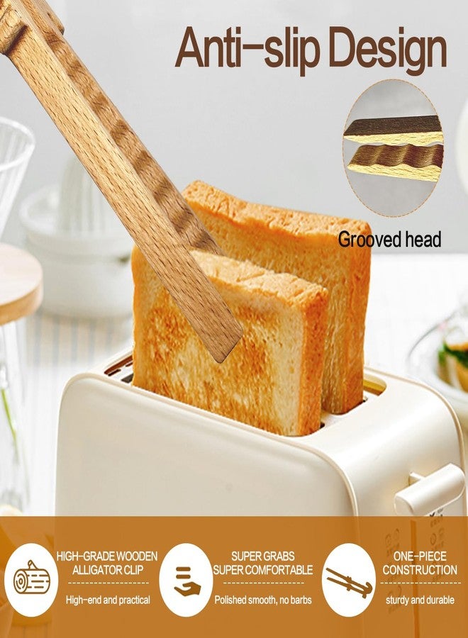 Zeikiwe Crocodile Wooden Toaster Tongs 2-Pack, 11-Inch Magnetic Wooden Tongs for Toaster, Cooking and BBQ, Multipurpose Kitchen Gadgets for Easy Storage, Oven Rack Puller and Fun Gift Idea - Image 2