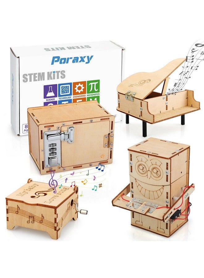 بوراكسي 4 مجموعات من السيقان للأطفال من سن 8 إلى 10 سنوات و10 إلى 12 سنة، ألعاب للأطفال من سن 8 إلى 13 سنة، صندوق موسيقى، ألغاز روبوتية ثلاثية الأبعاد، مشاريع بناء علمية تعليمية، هدايا عيد ميلاد للأولاد والبنات من سن 7 إلى 8 سنوات و9 سنوات و10 سنوات و11 سنة و12 سنة و13 سنة - Image 1