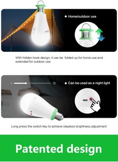 KASTWAVE Rechargeable Emergency LED Bulb 20W Equivalent, 1200mAh Battery Backup, E27/E26 Dimmable 2000LM for Power Outages, Home, Camping, Outdoor Activities  - Image 5