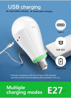 KASTWAVE Rechargeable Emergency LED Bulb 20W Equivalent, 1200mAh Battery Backup, E27/E26 Dimmable 2000LM for Power Outages, Home, Camping, Outdoor Activities  - Image 4