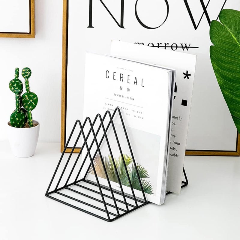 Sooyee 9 Slot Black Magazine Holder,Desktop File Sorter Organizer Triangle Bookshelf Decor Home Office - Image 3