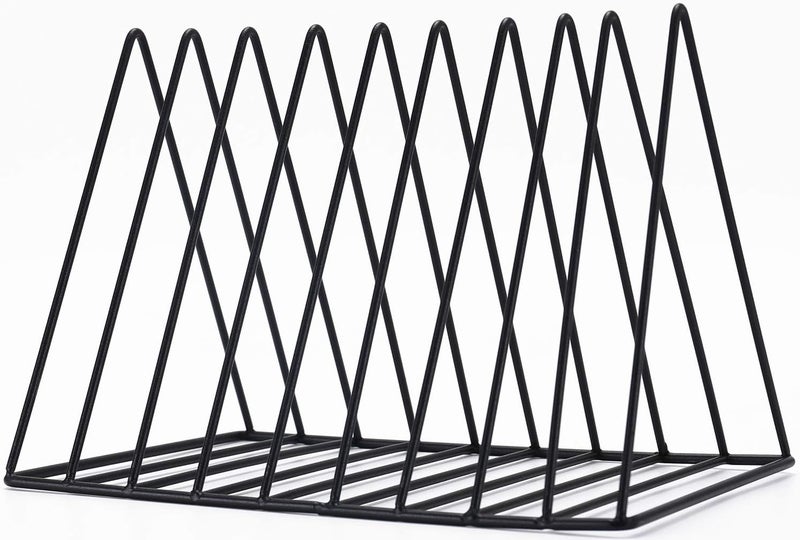Sooyee 9 Slot Black Magazine Holder,Desktop File Sorter Organizer Triangle Bookshelf Decor Home Office - Image 1
