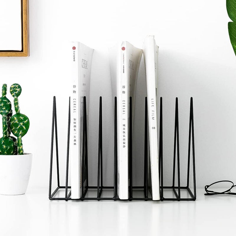 Sooyee 9 Slot Black Magazine Holder,Desktop File Sorter Organizer Triangle Bookshelf Decor Home Office - Image 4
